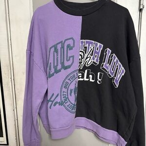 Purple and Black Graphic Sweatshirt